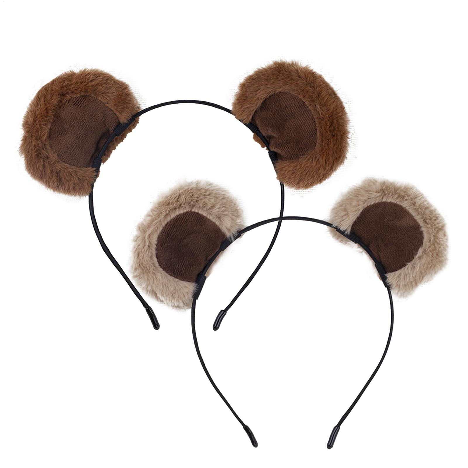 Travel Accessories For 10 Year Old Girl - 플러시 베어 귀 머리띠 부드러운 칩먼크