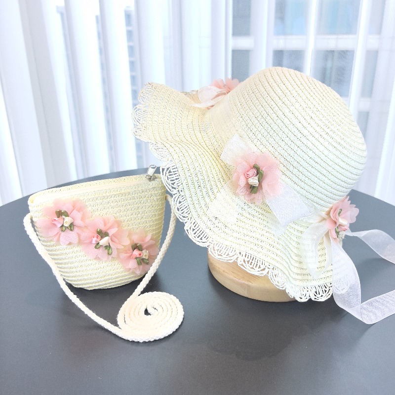 Travel Accessories For 10 Year Old Girl - 여자아이들을 위한 2피스 밀짚모자, 단색 야외