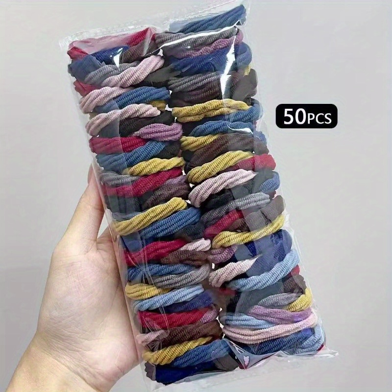 50개 블랙 믹스 컬러 새틴 나일론 헤어 타이 여성 곱 - Travel Accessories Girls 리뷰 및 가격