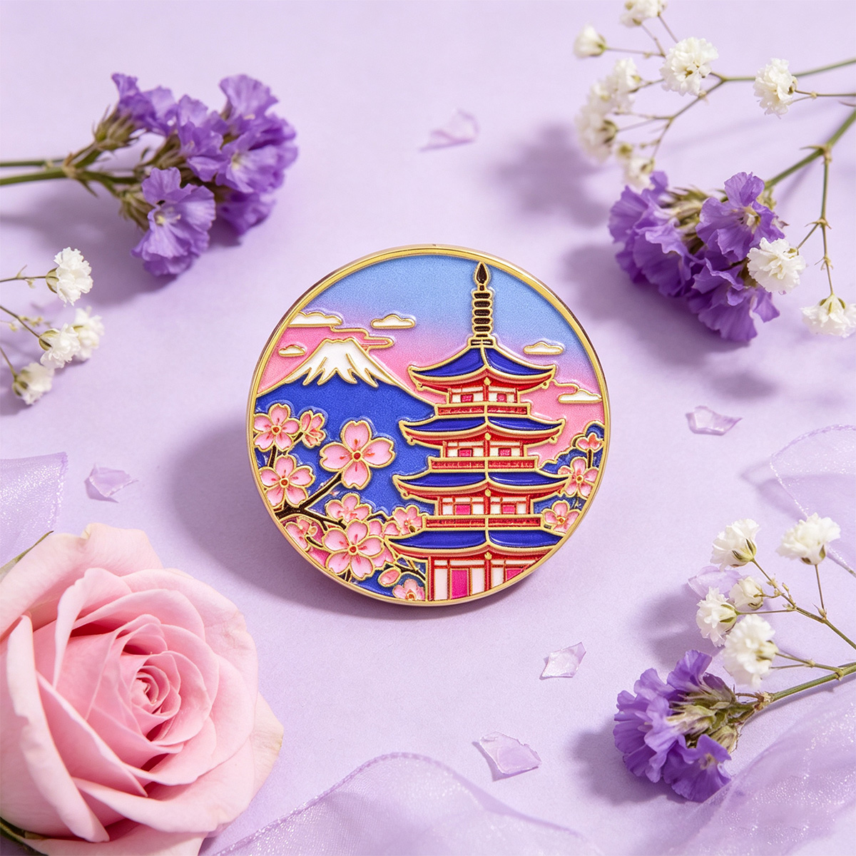 일본 벚꽃 에나멜 핀, 빈티지 라펠 브로치, 미적 감각 - Travel Accessories For Japan 리뷰 및 가격