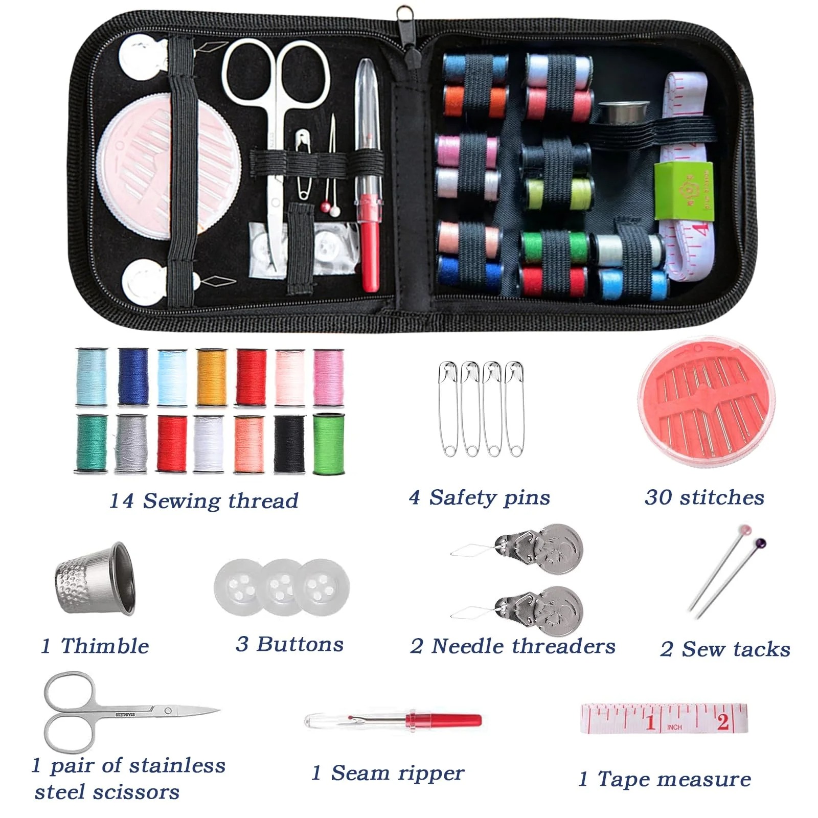 여행용 바느질 키트, 59종 휴대용 키트, 가위, 실, - Travel Accessories To Sew 리뷰 및 가격