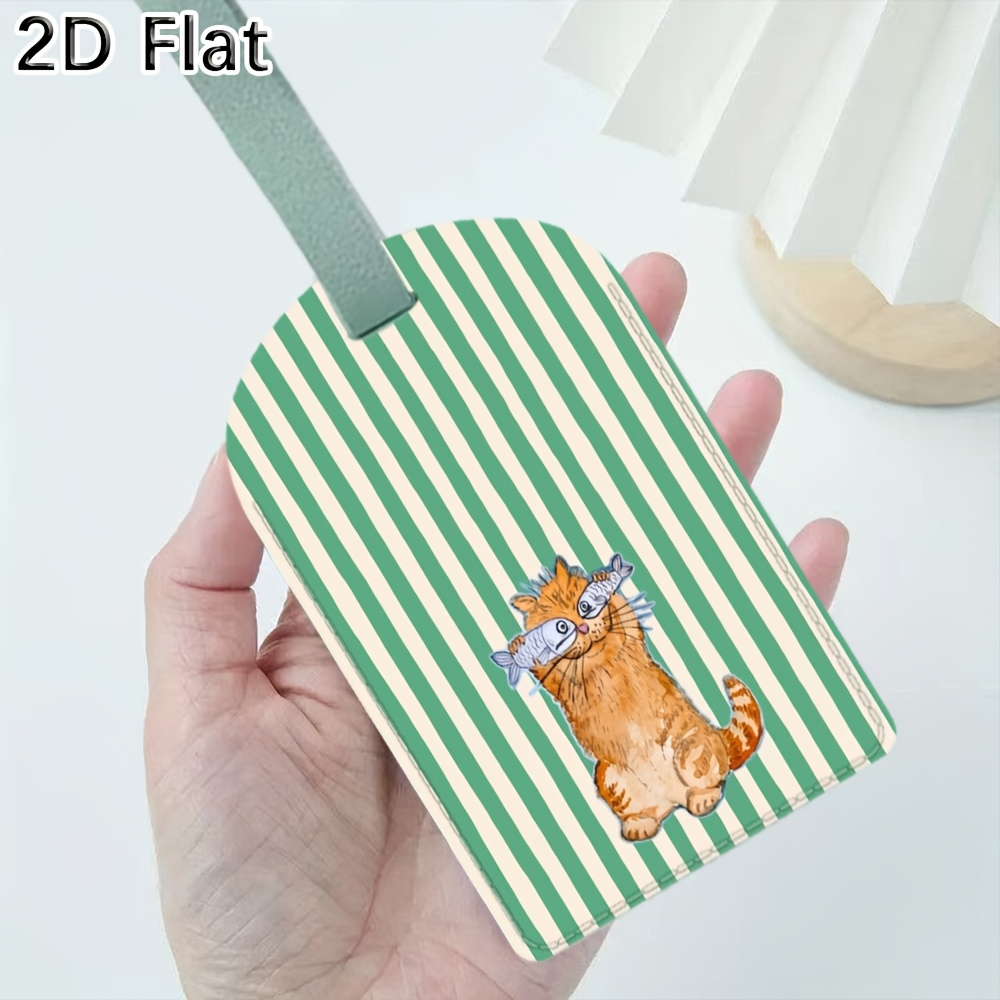 귀여운 고양이와 녹색 줄무늬 수하물 태그 여행용 수하물 - Travel Accessories Luggage Straps 리뷰 및 가격