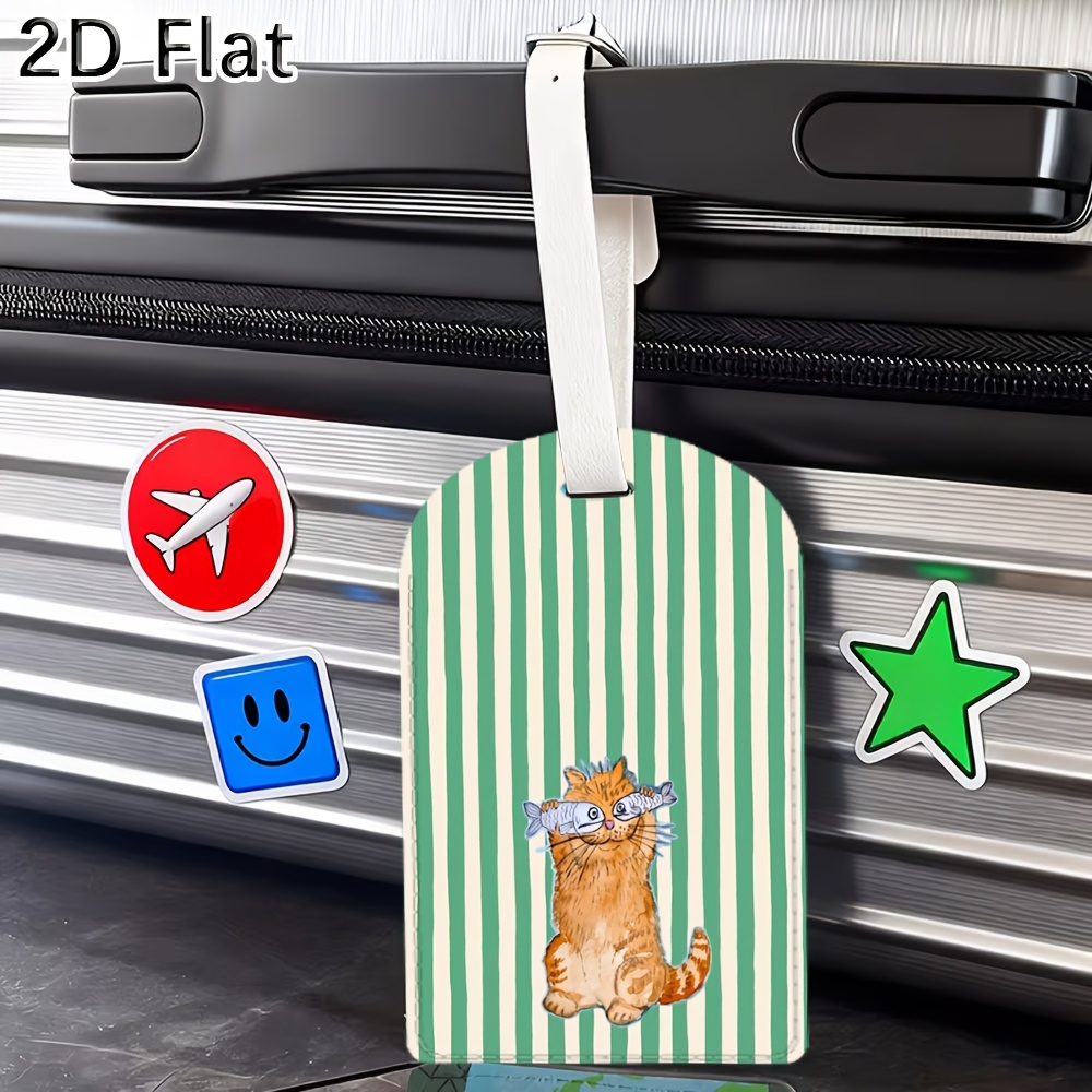 귀여운 고양이와 녹색 줄무늬 수하물 태그 여행용 수하물 - Travel Accessories Luggage Straps 리뷰 및 가격