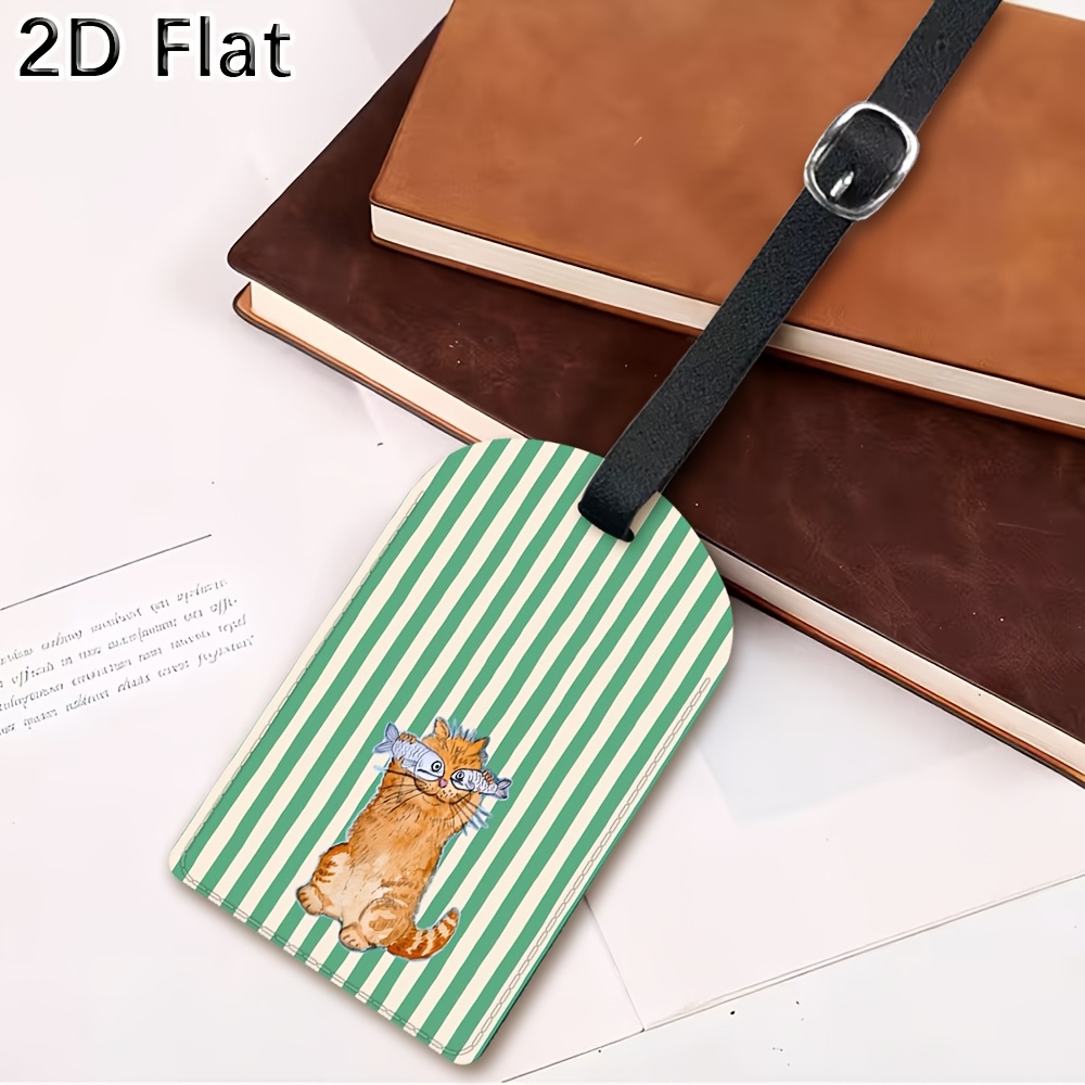 귀여운 고양이와 녹색 줄무늬 수하물 태그 여행용 수하물 - Travel Accessories Luggage Straps 리뷰 및 가격
