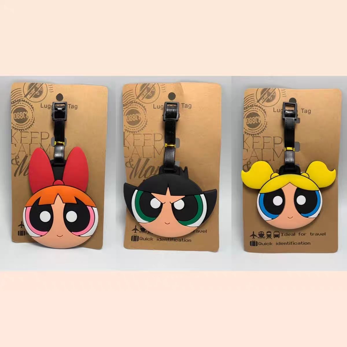 파워퍼프걸즈 가방 펜던트 귀여운 만화 캐릭터 수하물 태 - Travel Accessories Girls 리뷰 및 가격
