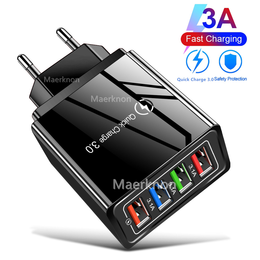 4개의 USB 고속 충전 헤드 EU/US 표준 어댑터  - Travel Accessories Inc 리뷰 및 가격